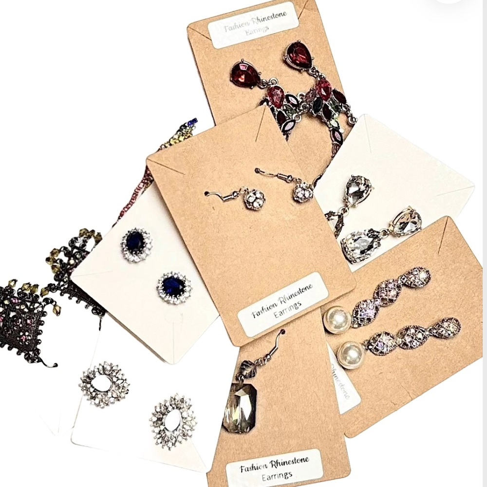 Lot of 9 Vintage & Fashion Rhinestone Earrings.  Perfect Stocking Stuffers!